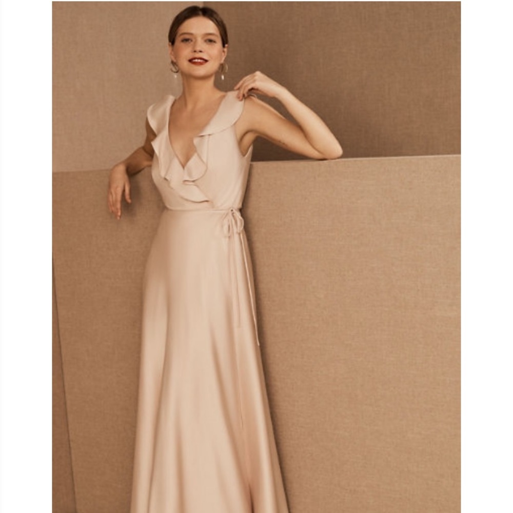 BHLDN Tansy Satin Charmeuse Maxi Dress, Oyster color, worn once, size 2